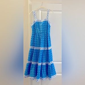 J. Crew Midi Dress Blue & White